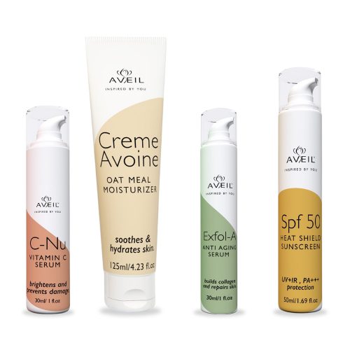 AVEIL C-NU, CREME AVOINE, EXFOL-A 30ML AND SPF 50 HEAT SHIELD – (PACK OF 4)